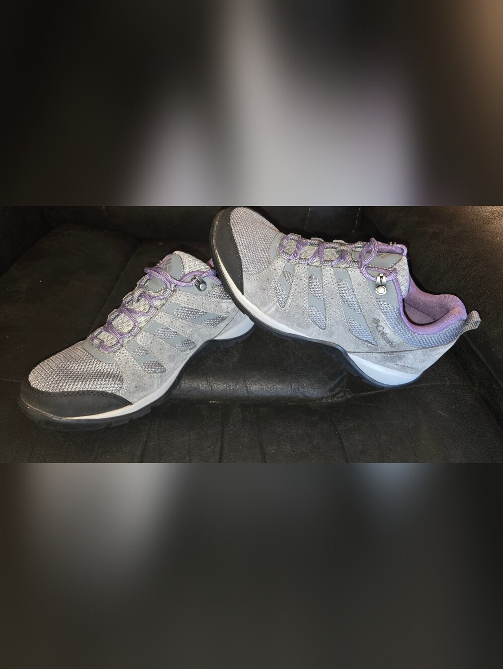 VGUC Women's Columbia Redmond V2  Waterproof Grey Steel/Plum Purple Hiking Shoes